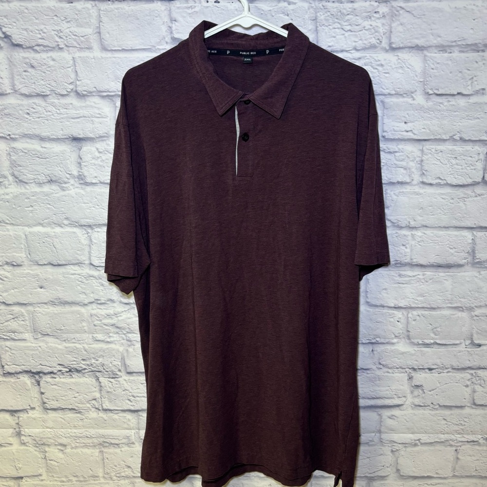 Public Rec Shirt Go To Performance Golf Polo Heather Burgundy Pima Blend Mens 2X